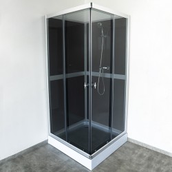 KABINA PRYSZNICOWA KWADRATOWA Z BRODZIKIEM WSH309B SZARA 90x90 CM
