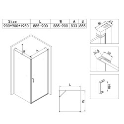 KABINA PRYSZNICOWA KWADRATOWA ZBR-900 CZARNA 90x90 CM