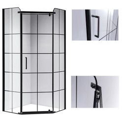 KABINA PRYSZNICOWA PIĘCIOKĄTNA BS06B CZARNA 90x90 CM