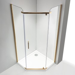 KABINA PRYSZNICOWA PIĘCIOKĄTNA KZ91A ZŁOTA 80x80 CM