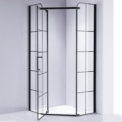 KABINA PRYSZNICOWA PIĘCIOKĄTNA Z BRODZIKIEM BS06B/ST07B CZARNY/BIAŁY 90x90 CM