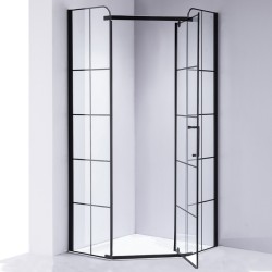 KABINA PRYSZNICOWA PIĘCIOKĄTNA Z BRODZIKIEM BS06B/ST07B CZARNY/BIAŁY 90x90 CM