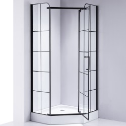 KABINA PRYSZNICOWA PIĘCIOKĄTNA Z BRODZIKIEM BS06B/SXL07B CZARNA/BIAŁY 90x90 CM