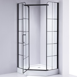 KABINA PRYSZNICOWA PIĘCIOKĄTNA Z BRODZIKIEM BS06B/SXL07B CZARNA/BIAŁY 90x90 CM