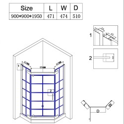 KABINA PRYSZNICOWA PIĘCIOKĄTNA Z BRODZIKIEM BS06B/SXL07B CZARNA/BIAŁY 90x90 CM