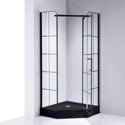 KABINA PRYSZNICOWA PIĘCIOKĄTNA Z BRODZIKIEM BS06B/SXL07B CZARNA/CZARNY 90x90 CM