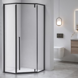 KABINA PRYSZNICOWA PIĘCIOKĄTNA Z BRODZIKIEM BS07B/SXL07B CZARNA/BIAŁY 90x90 CM