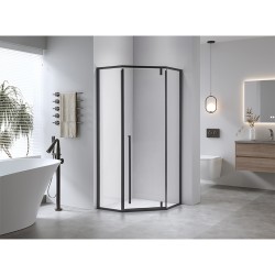 KABINA PRYSZNICOWA PIĘCIOKĄTNA Z BRODZIKIEM BS07B/SXL07B CZARNA/BIAŁY 90x90 CM