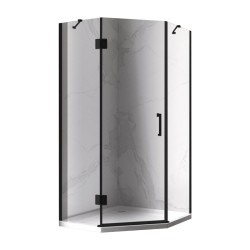 KABINA PRYSZNICOWA PIĘCIOKĄTNA Z BRODZIKIEM KZ10B/ST08B CZARNA/BIAŁY 90x90 CM