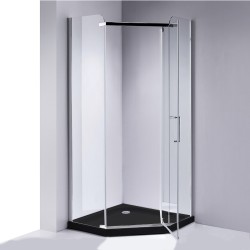 KABINA PRYSZNICOWA PIĘCIOKĄTNA Z BRODZIKIEM KZ91A/ST07A CHROM/CZARNY 80x80 CM