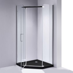 KABINA PRYSZNICOWA PIĘCIOKĄTNA Z BRODZIKIEM KZ91A/ST07A CHROM/CZARNY 80x80 CM