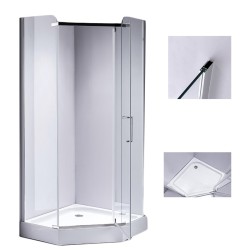 KABINA PRYSZNICOWA PIĘCIOKĄTNA Z BRODZIKIEM KZ91A/SXL07A CHROM/BIAŁY 80x80 CM