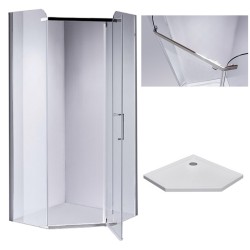KABINA PRYSZNICOWA PIĘCIOKĄTNA Z BRODZIKIEM KZ91B/ST07B CHROM/BIAŁY 90x90 CM