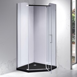 KABINA PRYSZNICOWA PIĘCIOKĄTNA Z BRODZIKIEM KZ91B/ST07B CHROM/CZARNY 90x90 CM