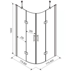 KABINA PRYSZNICOWA PÓŁOKRĄGŁA KZ4050B CHROM 80x80 CM