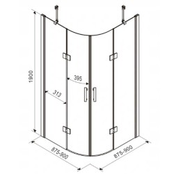 KABINA PRYSZNICOWA PÓŁOKRĄGŁA KZ4050C CHROM 90x90 CM