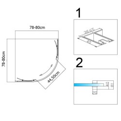 KABINA PRYSZNICOWA PÓŁOKRĄGŁA Z BRODZIKIEM KZ101A/ST01A CHROM/BIAŁY 80x80 CM