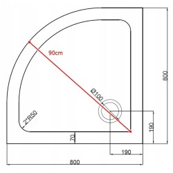 KABINA PRYSZNICOWA PÓŁOKRĄGŁA Z BRODZIKIEM KZ101A/ST01A CHROM/BIAŁY 80x80 CM