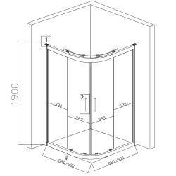 KABINA PRYSZNICOWA PÓŁOKRĄGŁA Z BRODZIKIEM KZ101B/ST01B CHROM/BIAŁY 90x90 CM