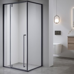 KABINA PRYSZNICOWA PROSTOKĄTNA BS12D CZARNA 90x80 CM