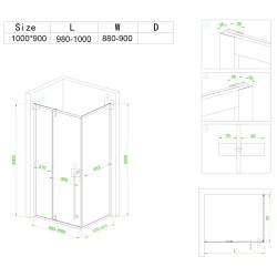 KABINA PRYSZNICOWA PROSTOKĄTNA BS16A CZARNA 100x90 CM