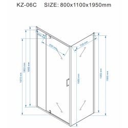 KABINA PRYSZNICOWA PROSTOKĄTNA KZ06C CHROM 110x80 CM