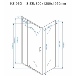 KABINA PRYSZNICOWA PROSTOKĄTNA KZ06D CZARNA 120x80 CM