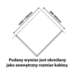 KABINA PRYSZNICOWA PROSTOKĄTNA KZ202B CHROM POWYSTAWOWA 03 110x90 CM 8 MM
