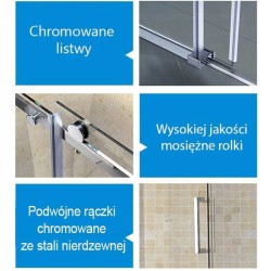 KABINA PRYSZNICOWA PROSTOKĄTNA KZ203A CHROM 100x80 CM