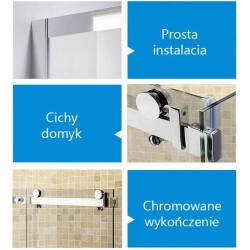 KABINA PRYSZNICOWA PROSTOKĄTNA KZ203A CHROM 100x80 CM