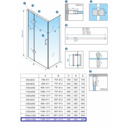 KABINA PRYSZNICOWA PROSTOKĄTNA Z BRODZIKIEM KZ03D/ST06C CHROM/CZARNY 120x100 CM