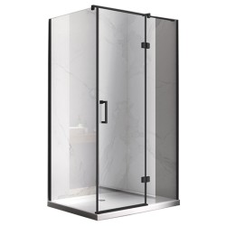 KABINA PRYSZNICOWA PROSTOKĄTNA Z BRODZIKIEM KZ03D/ST06C CZARNA/BIAŁY 120x100 CM