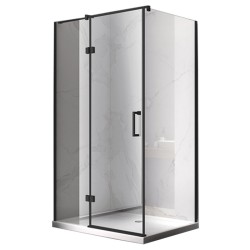 KABINA PRYSZNICOWA PROSTOKĄTNA Z BRODZIKIEM KZ03D/ST06C CZARNA/BIAŁY 120x100 CM