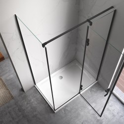 KABINA PRYSZNICOWA PROSTOKĄTNA Z BRODZIKIEM KZ03D/ST06C CZARNA/BIAŁY 120x100 CM