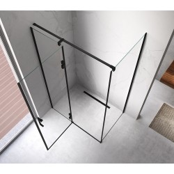 KABINA PRYSZNICOWA PROSTOKĄTNA Z BRODZIKIEM KZ03D/ST06C CZARNA/BIAŁY 120x100 CM