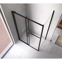 KABINA PRYSZNICOWA PROSTOKĄTNA Z BRODZIKIEM KZ104B/ST04B CZARNA/BIAŁY 110x90 CM