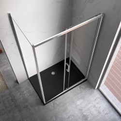 KABINA PRYSZNICOWA PROSTOKĄTNA Z BRODZIKIEM KZ104C/ST04C CHROM/CZARNY 120x90 CM