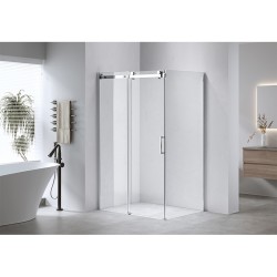KABINA PRYSZNICOWA PROSTOKĄTNA Z BRODZIKIEM KZ202A/ST04A CHROM/CZARNY 100x90 CM