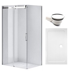 KABINA PRYSZNICOWA PROSTOKĄTNA Z BRODZIKIEM KZ203C/ST03C CHROM/BIAŁY 120x80 CM