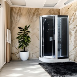 KABINA PRYSZNICOWA Z HYDROMASAŻEM I SAUNĄ MONAKO 9914LS LEWA CHROM 120x85 CM