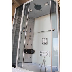 KABINA PRYSZNICOWA Z HYDROMASAŻEM I SAUNĄ WSH7106LWS LEWA BIAŁA 120x80 CM