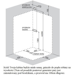 KABINA PRYSZNICOWA Z HYDROMASAŻEM I SAUNĄ WSH7120S 90x90 CM