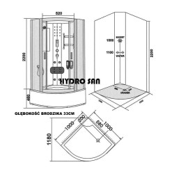 KABINA PRYSZNICOWA Z HYDROMASAŻEM LIMA 9911B BIAŁA 100x100 CM