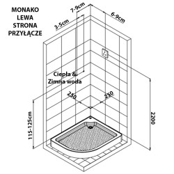 KABINA PRYSZNICOWA Z HYDROMASAŻEM MONAKO 9914L LEWA CHROM 120x85 CM