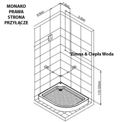 KABINA PRYSZNICOWA Z HYDROMASAŻEM MONAKO 9914R PRAWA CHROM 120x85 CM