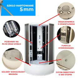 KABINA PRYSZNICOWA Z HYDROMASAŻEM WSH7080 80x80 CM