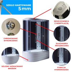KABINA PRYSZNICOWA Z HYDROMASAŻEM WSH7306R PRAWA 120x80 CM