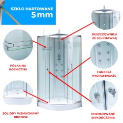 KABINA PRYSZNICOWA Z HYDROMASAŻEM WSH7703B 90x90 CM