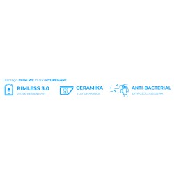 MISKA WC WISZĄCA RIMLESS MIZU-WH-RIM-01 BIAŁA DESKA WOLNOOPADAJĄCA DUROPLAST