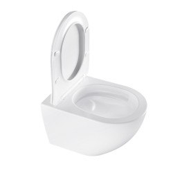 MISKA WC WISZĄCA TORNADO NERO-WH-03 BIAŁA DESKA WOLNOOPADAJĄCA DUROPLAST